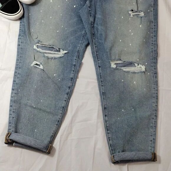 Lane Bryant Paint Splatter Distressed Boyfriend Jeans Plussize 14 NWT - Picture 7 of 16